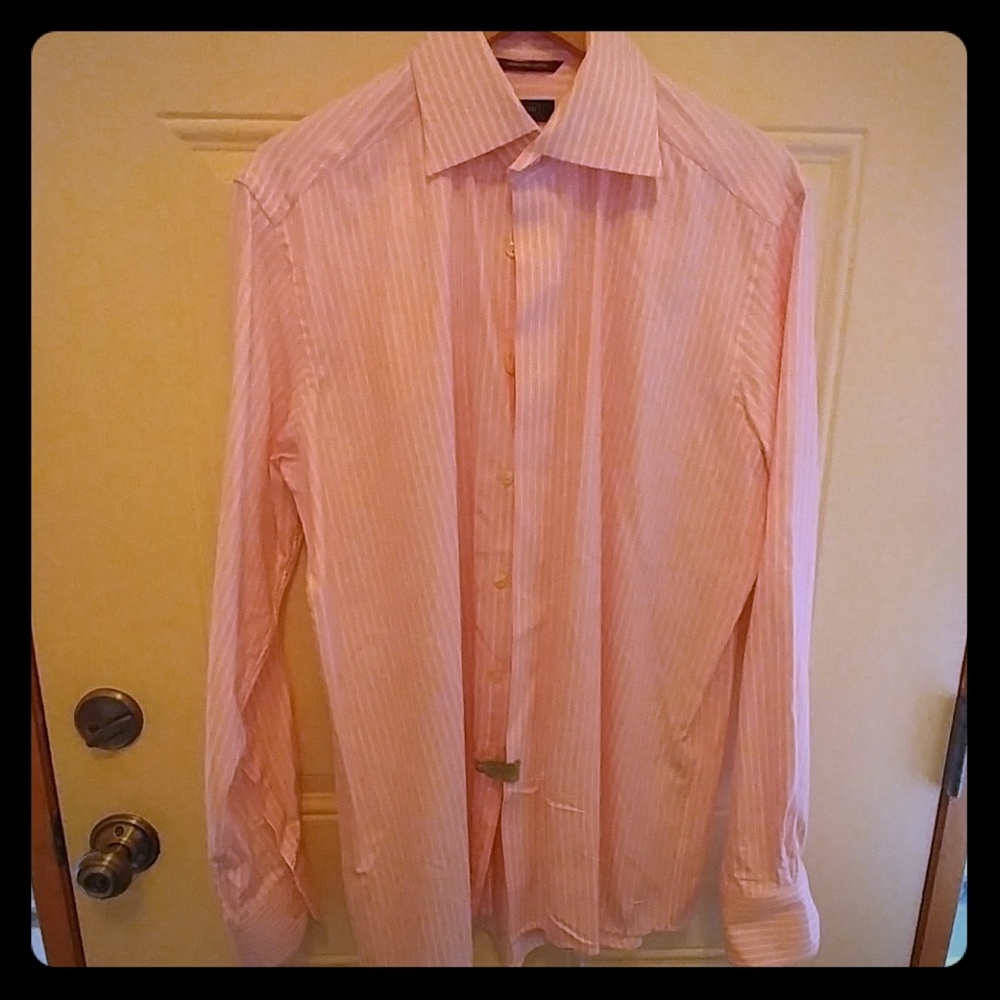 Eaton pink dress shirt with white vertical strips